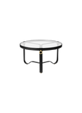 Contemporary Marble Circular Coffee Table with Slim Metal Legs for Living Room