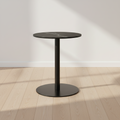 Modern Black Marble Round Dining Table with Slender Column Pedestal for Kitchen or Dining Room