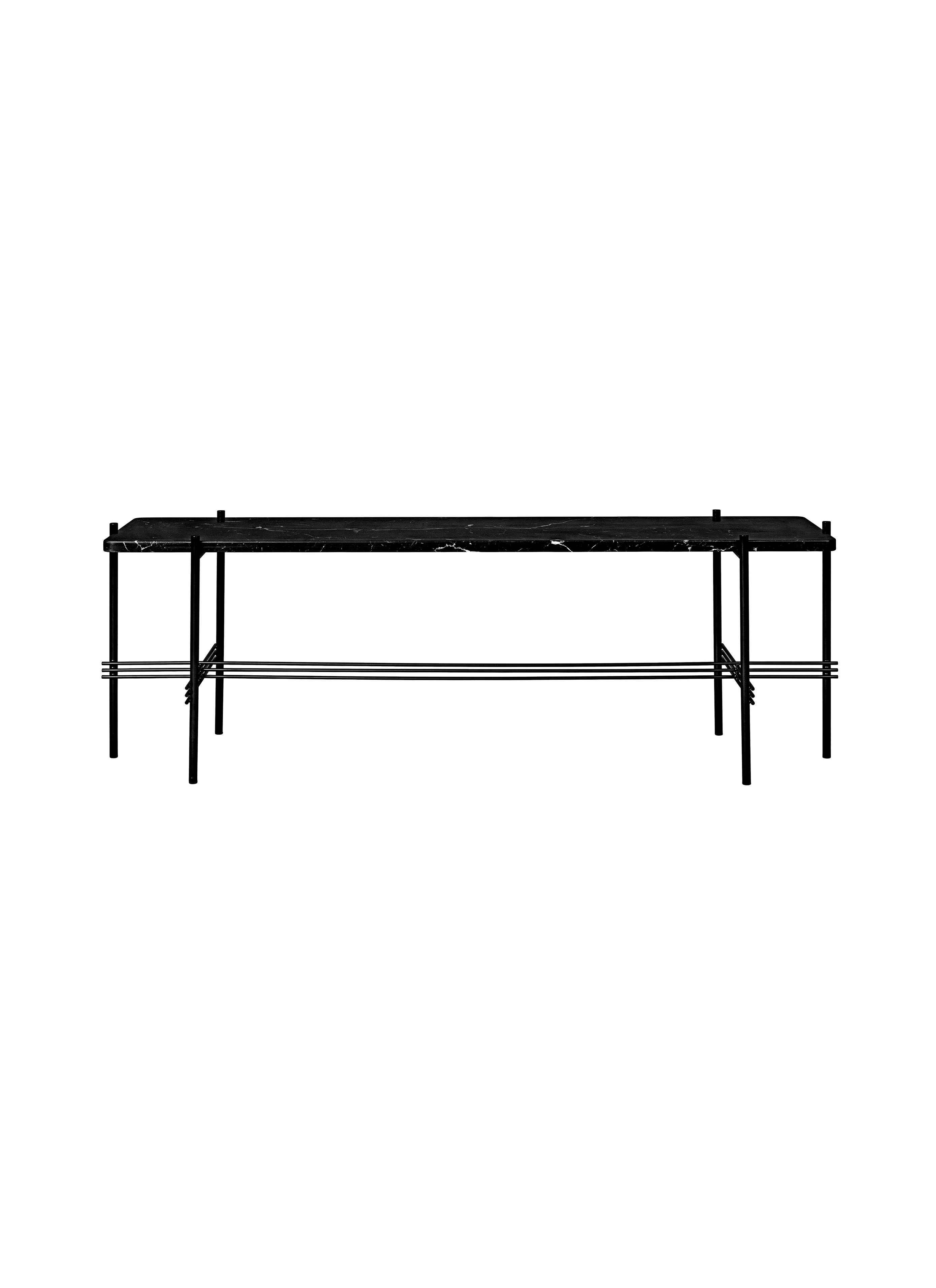 Modern Black Marble Console Table with Slim Steel Frame for Living Room or Hallway