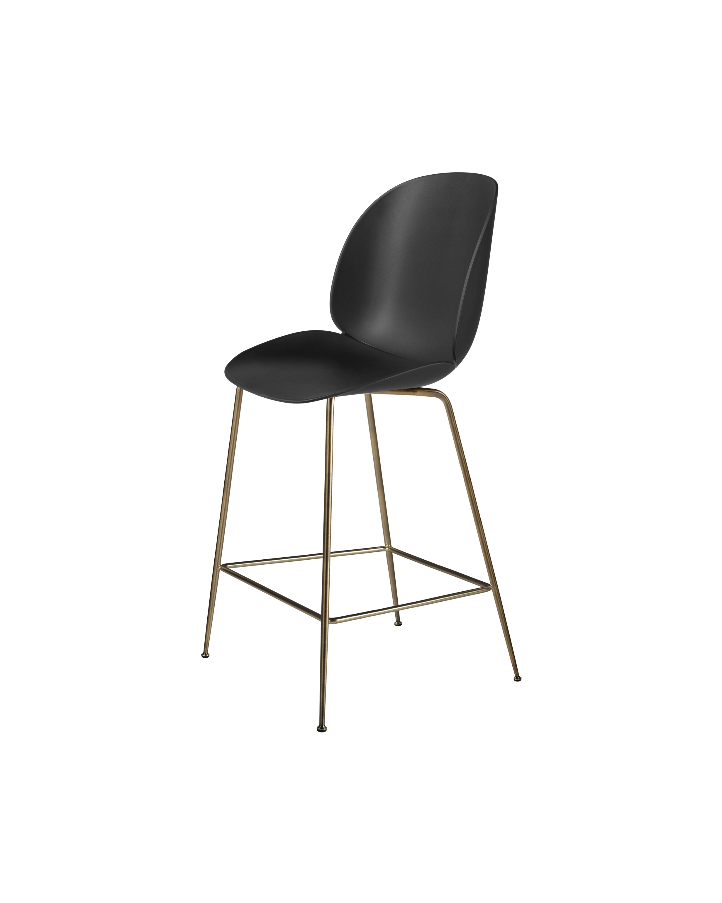 Contemporary Olive Green Unupholstered Counter Chair with Antique Brass Legs for Kitchen or Bar
