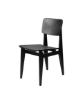 Minimalist Black Oak Veneer Dining Chair with Cane Seat & Sturdy Wood Frame for Dining Room