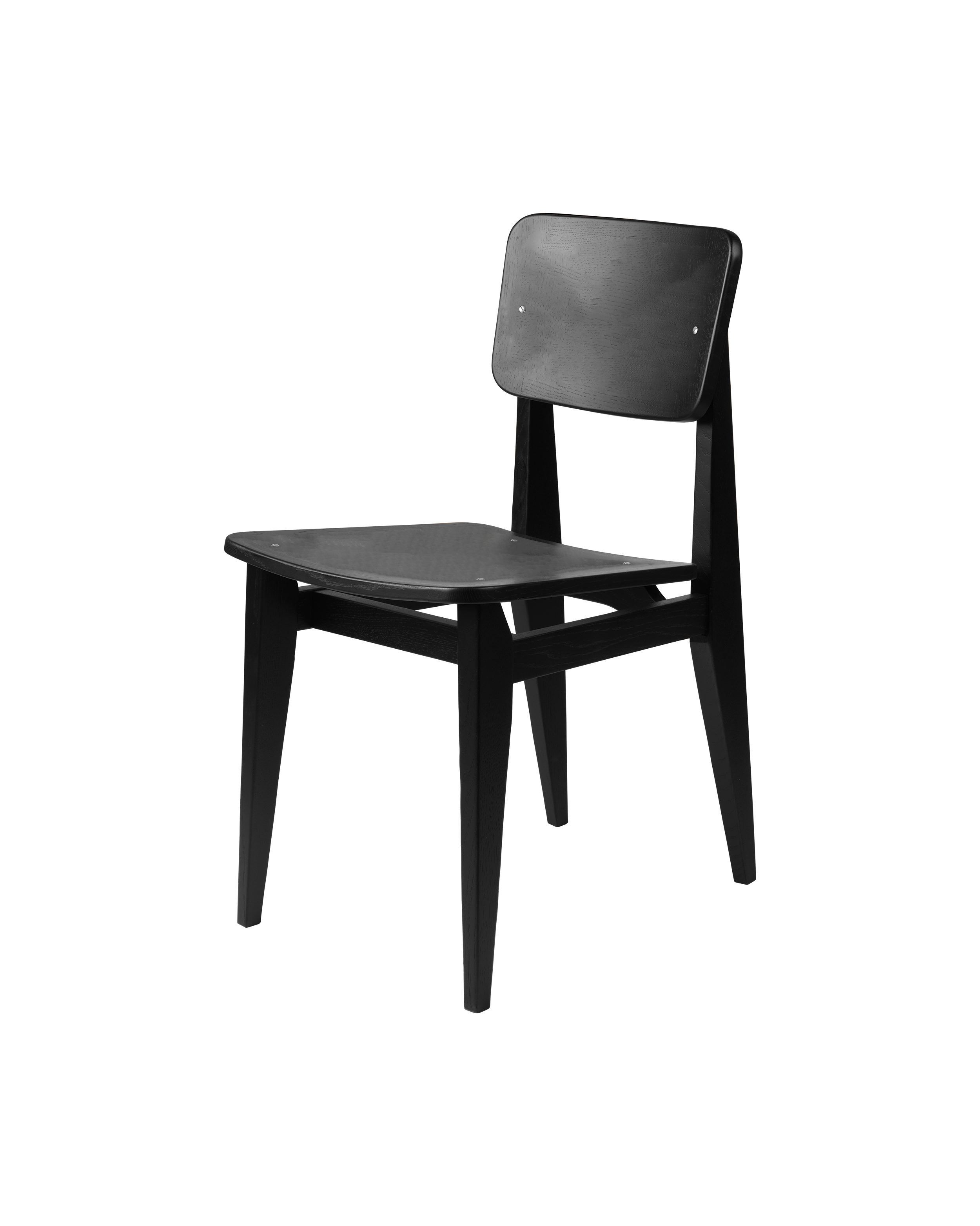 Minimalist Black Oak Veneer Dining Chair with Cane Seat & Sturdy Wood Frame for Dining Room