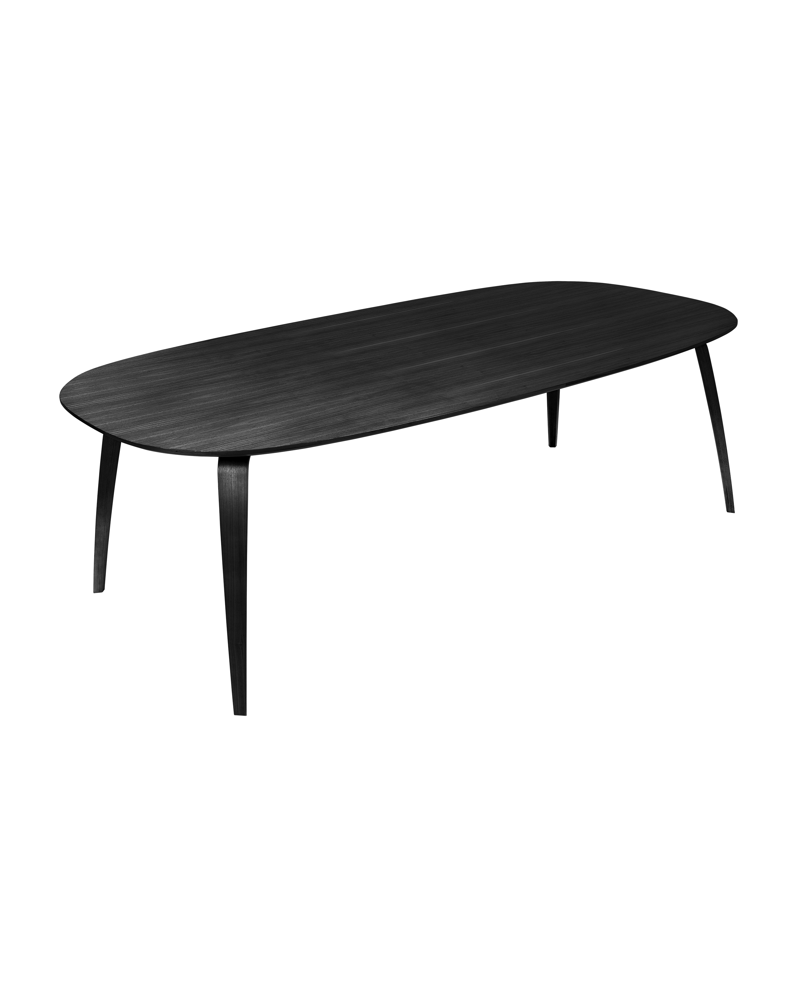 Scandinavian Black Ash Veneer Elliptical Dining Table with Laminated Wood Legs for Dining Room