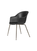 Scandinavian Black Polypropylene Dining Chair with Armrest Shell & Antique Brass Legs for Dining Room