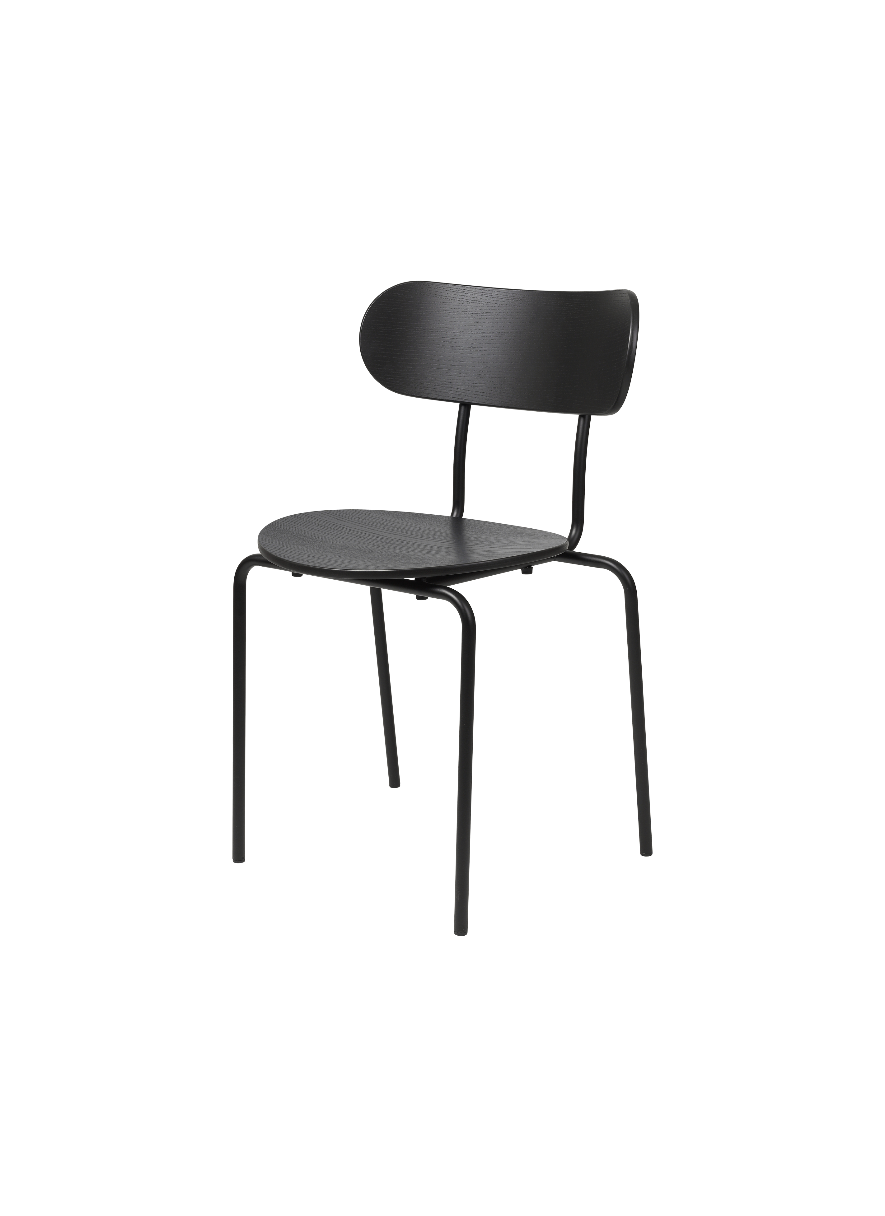 Bauhaus-Inspired Black Ash Wood Stackable Dining Chair with Minimal Frame for Dining Room or Cafe