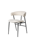 Modern Dark Upholstered Dining Chair with Steel Legs & Half-Arm Backrest for Dining Room