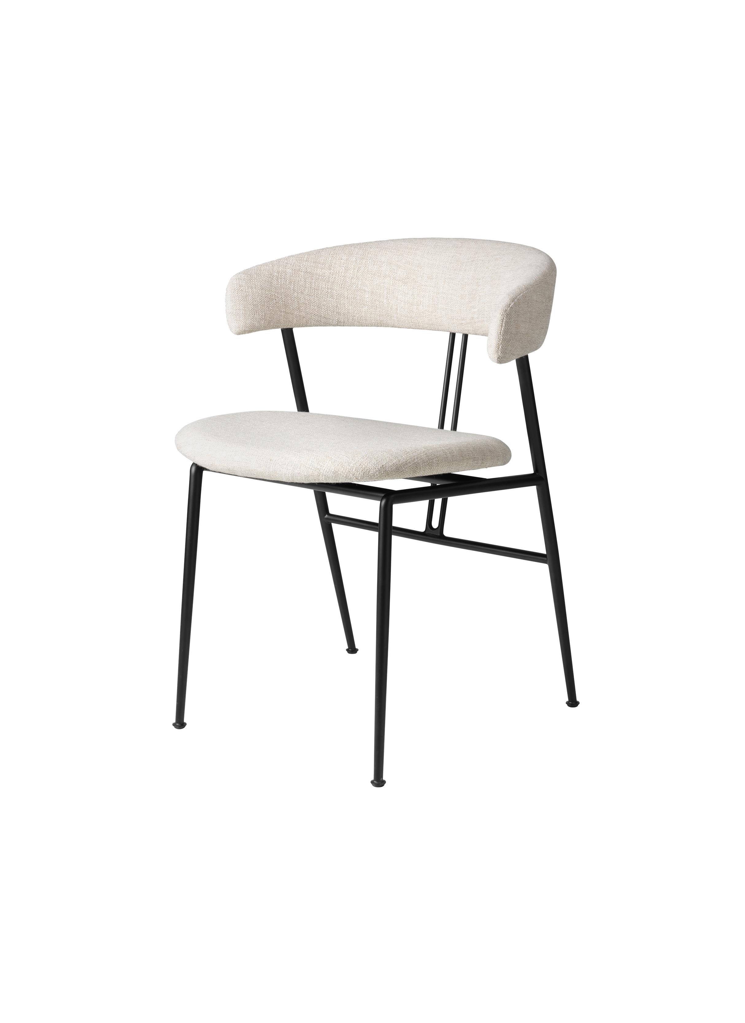 Modern Dark Upholstered Dining Chair with Steel Legs & Half-Arm Backrest for Dining Room