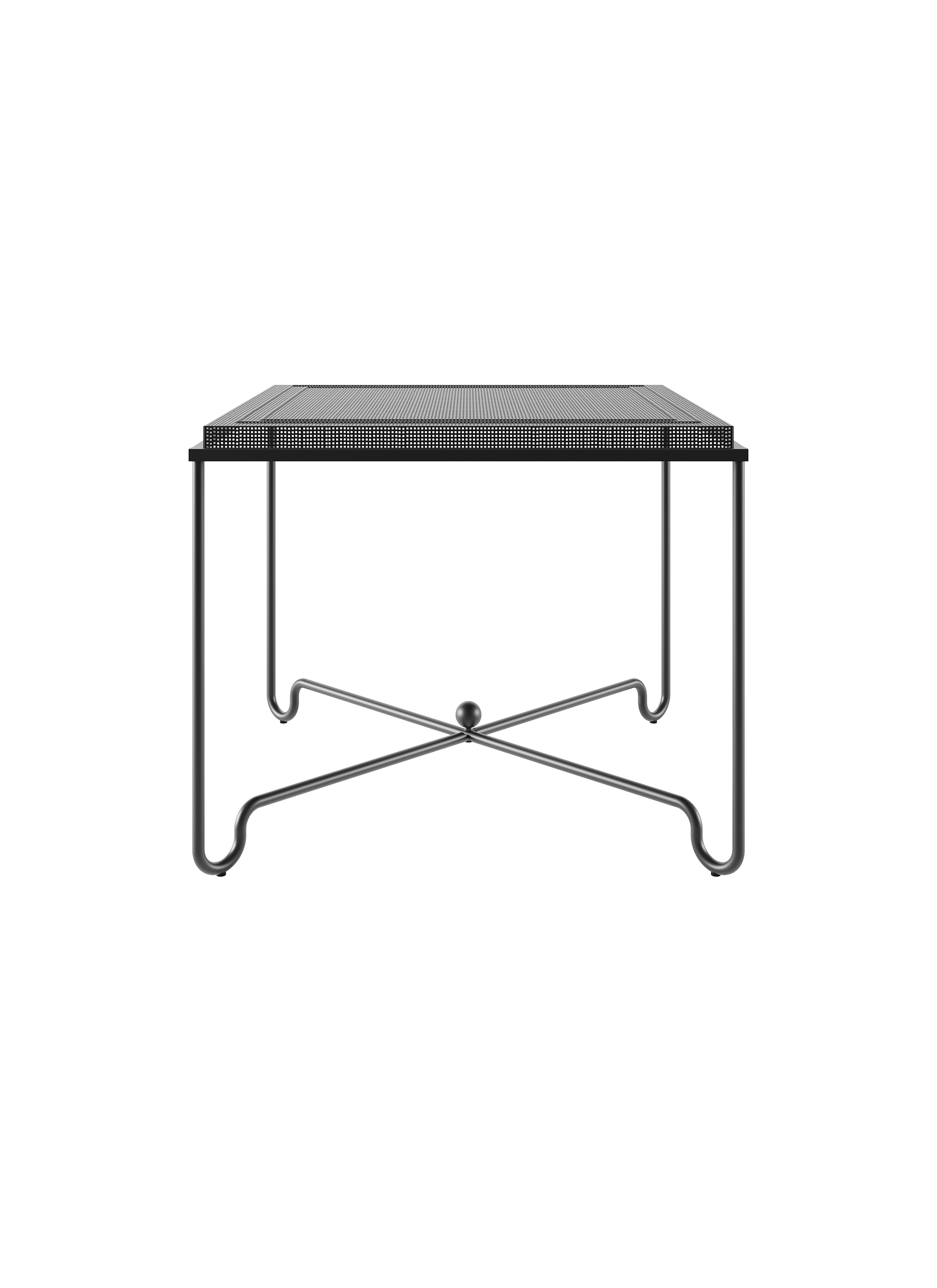 Tropical Classic Black Metal & Rattan Dining Table with Sculptural Frame for Dining Room