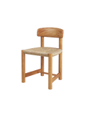Chaise d'appoint rustique en pin naturel et corde de jonc avec assise tressée et cadre robuste pour salle à manger ou cuisine