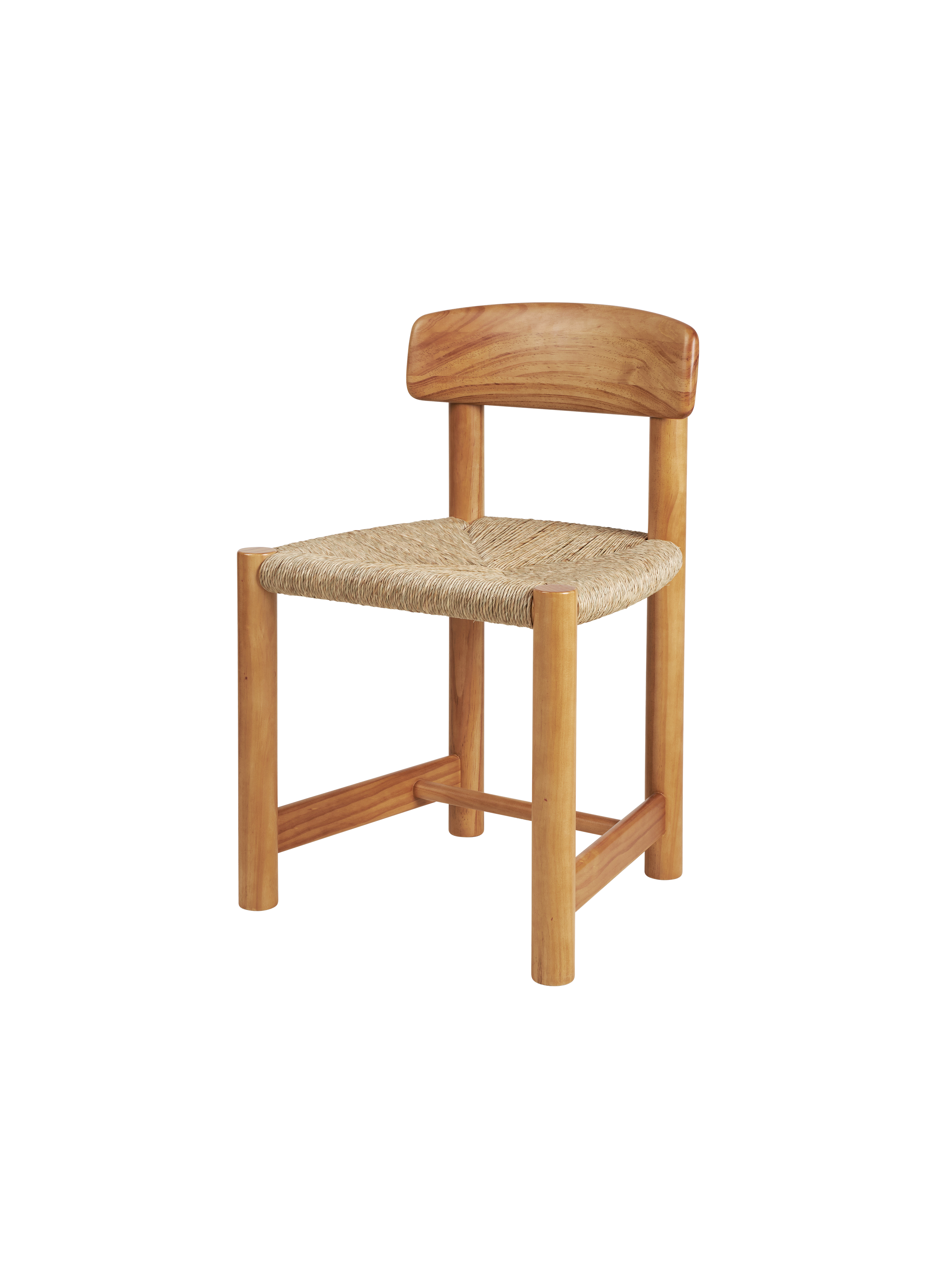 Rustic Natural Pine & Rush Cord Side Chair with Woven Seat & Sturdy Frame for Dining Room or Kitchen