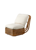 Scandinavian Cream Upholstered Lounge Chair with Solid Wood Base for Living Room