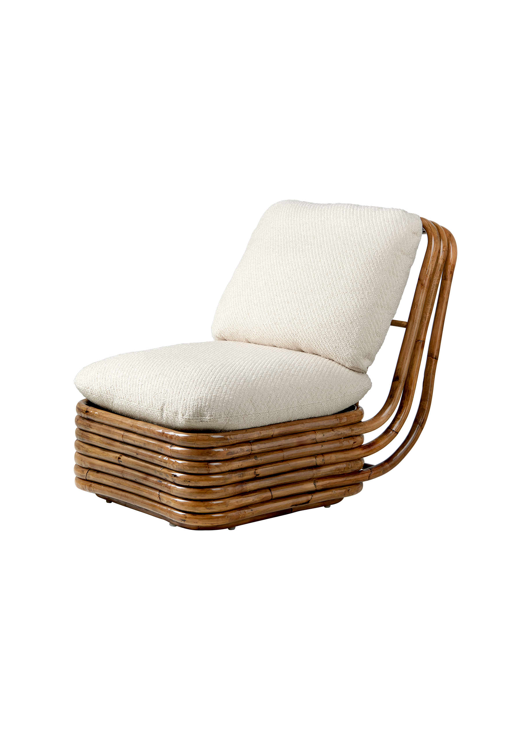 Scandinavian Cream Upholstered Lounge Chair with Solid Wood Base for Living Room