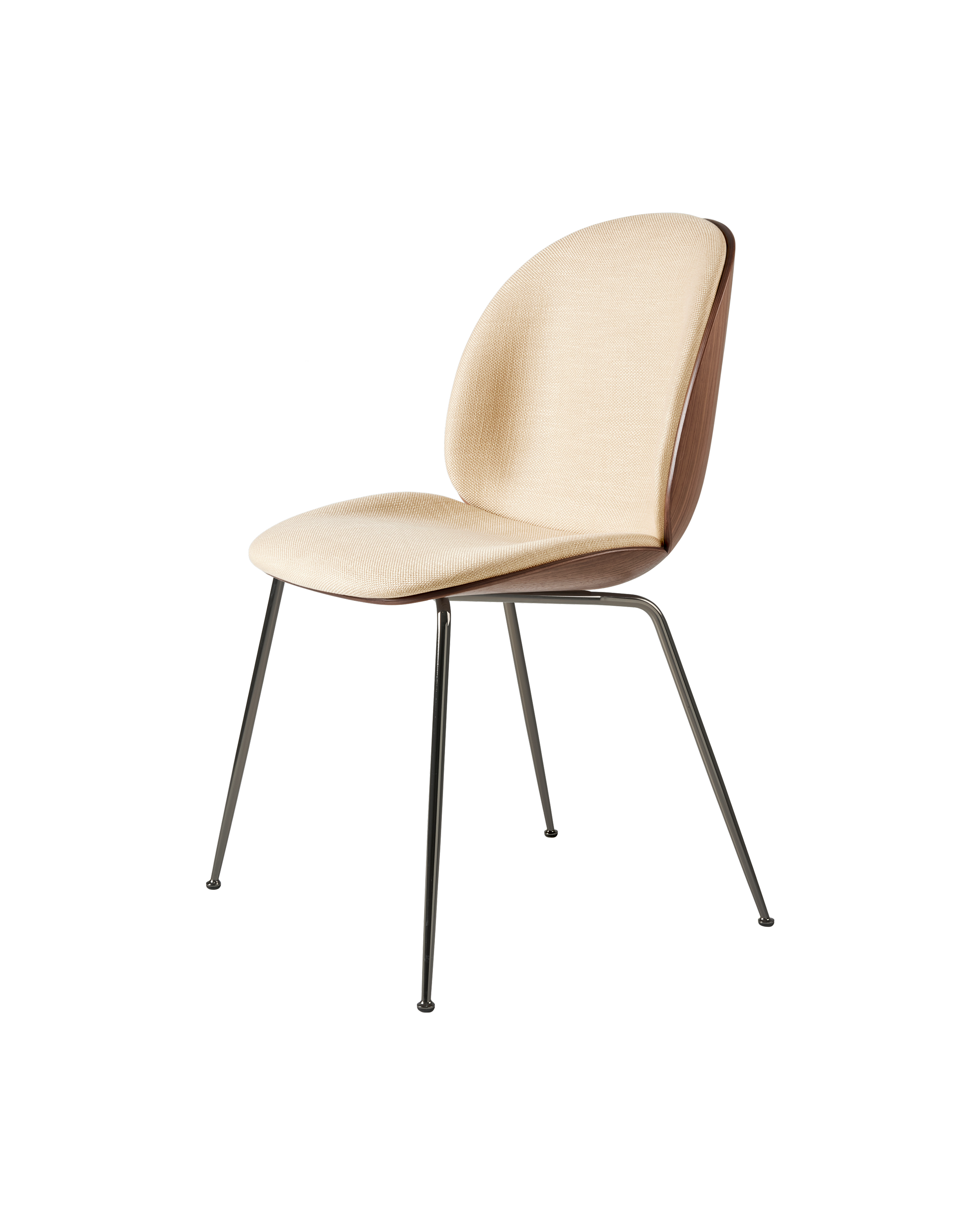 Contemporary Walnut Veneer & Upholstered Dining Chair with 3D Molded Shell for Dining Room