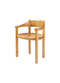 Fauteuil Rétro en Pin Massif Naturel avec Assise et Dossier Ergonomiques pour Salle à Manger ou Salon