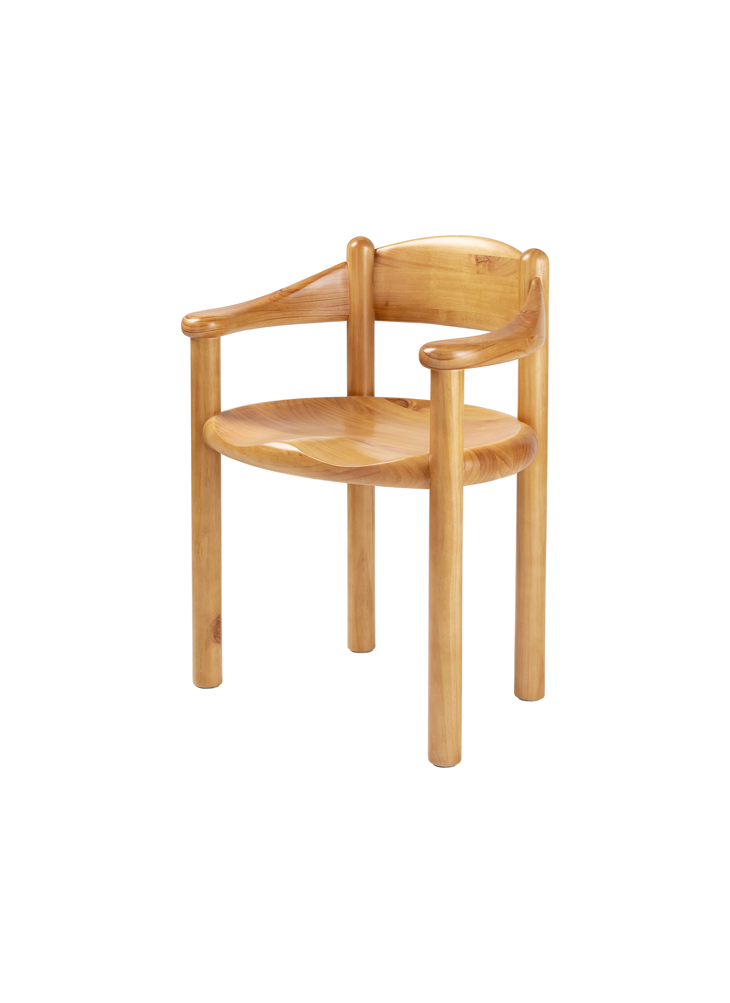 Retro Natural Pine Solid Wood Armchair with Ergonomic Seat & Backrest for Dining Room or Living Room