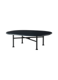 Modern Black Marble Coffee Table with Cross Metal Frame for Living Room
