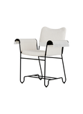 Tropical Black Fabric Dining Chair with Fringe Detail & Classic Frame for Dining Room