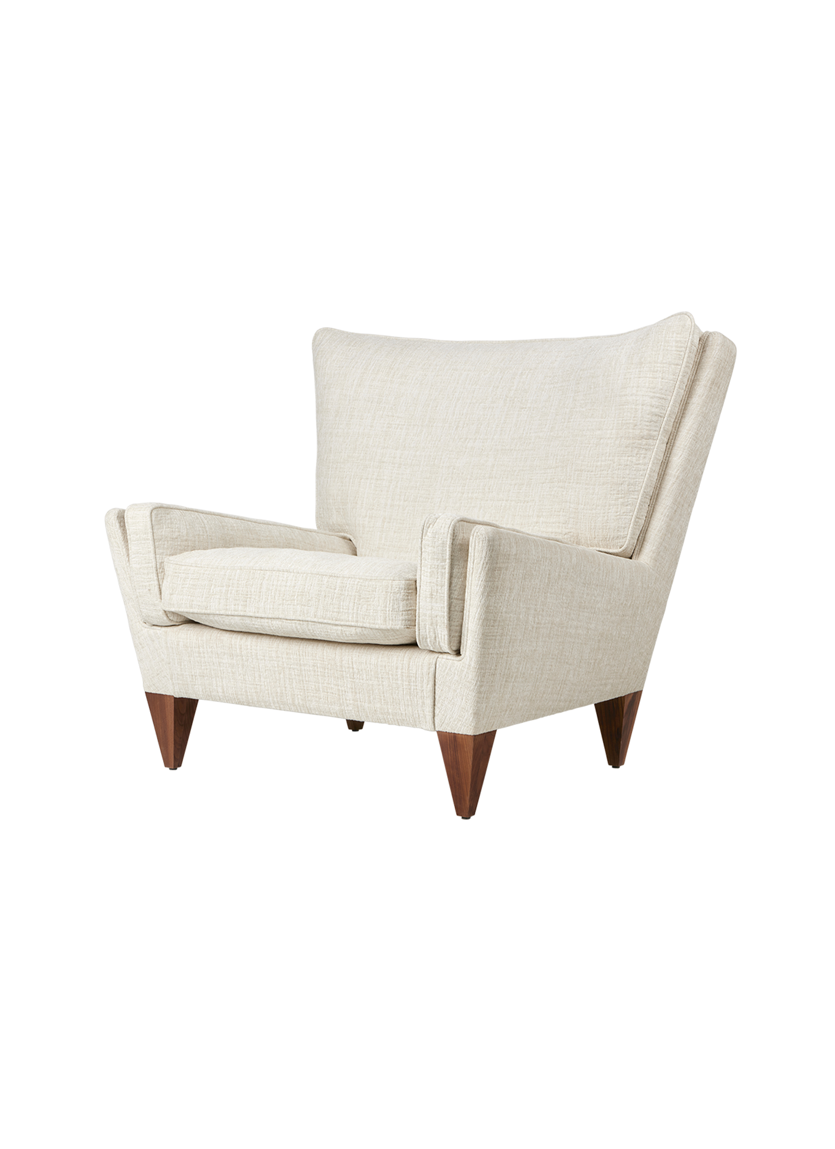 Classic Brown Leather Lounge Chair with Solid Wood Base & Reclining Back for Living Room
