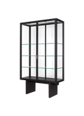 Modern Black Metal & Glass Display Vitrine Cabinet with Open Shelves for Living Room