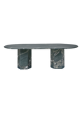 Classical Botanic Green Quartzite Outdoor Dining Table with Monolithic Base for Terrace or Garden