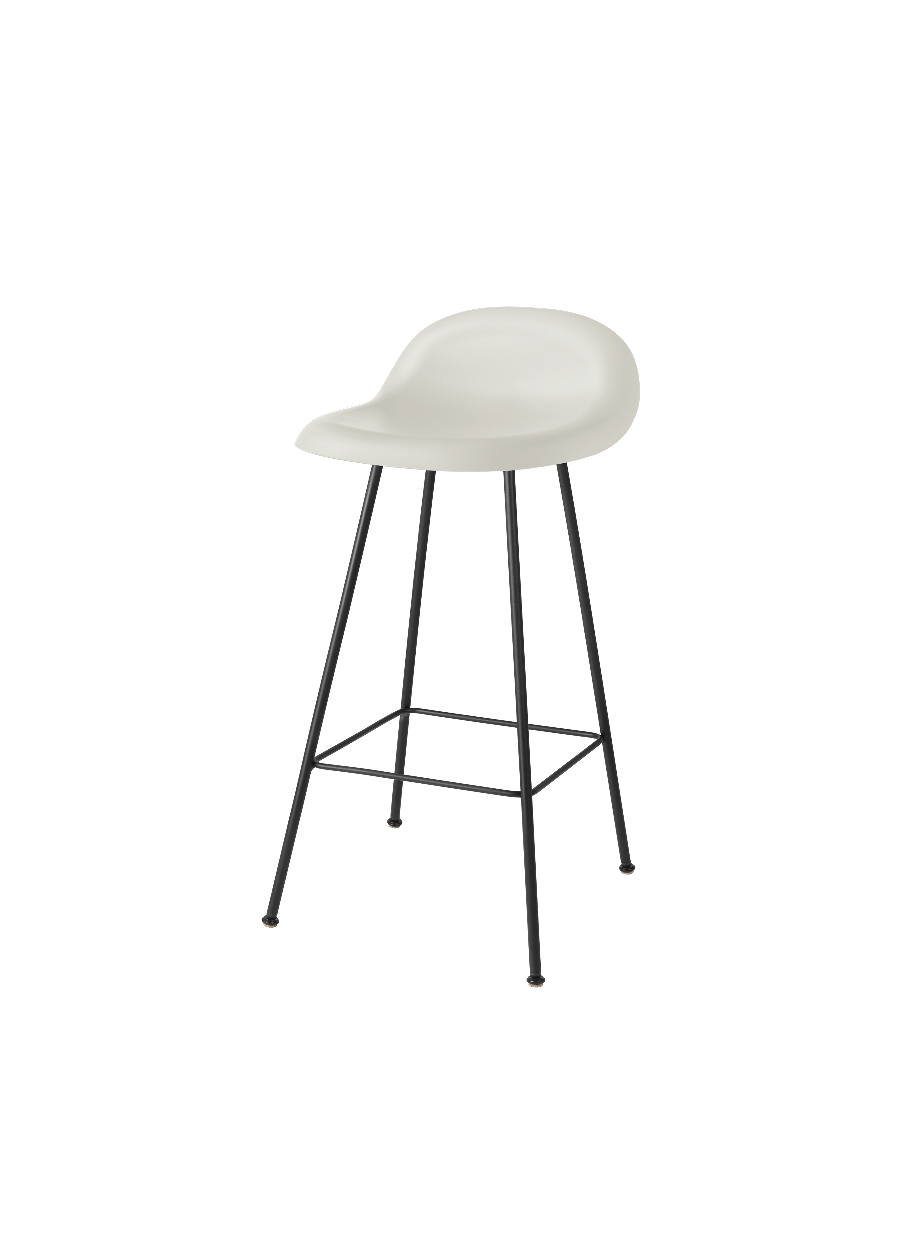 Modern Black 3D Molded Unupholstered Counter Stool with Antique Brass Legs for Kitchen or Bar