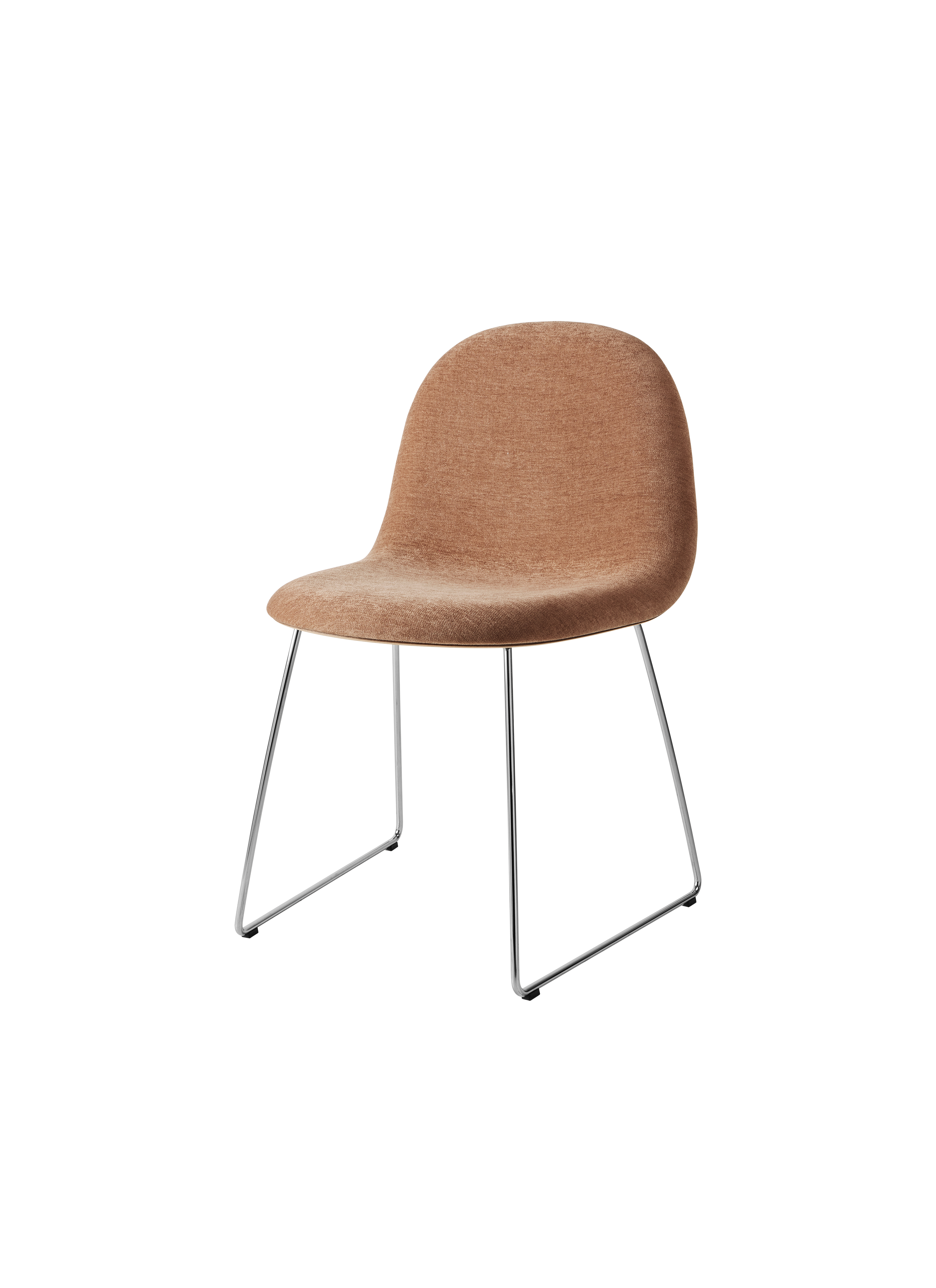 Award-Winning Walnut Veneer & Grey Upholstered Dining Chair with 3D Shell for Dining Room