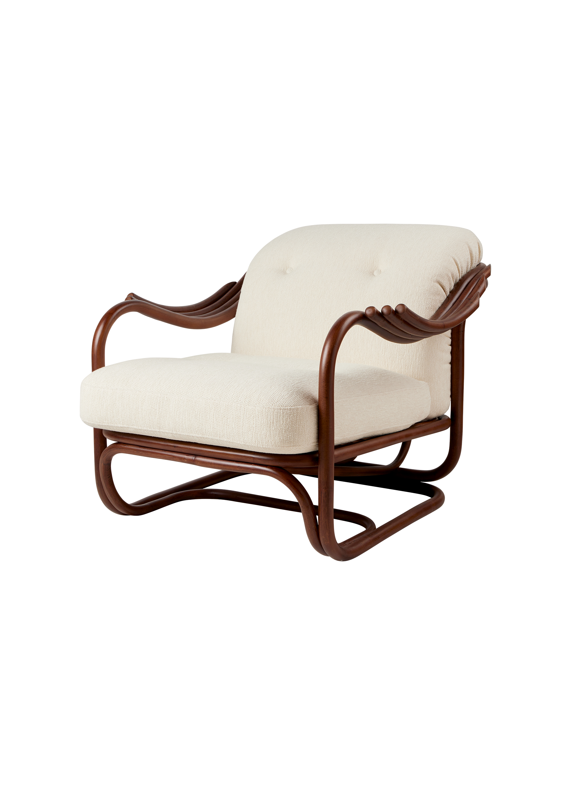 Sculptural Camel Wool Upholstered Lounge Chair with Metal Swivel Base for Living Room