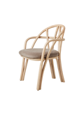 Bistro Natural Rattan & Beige Upholstered Dining Armchair with Sculptural Frame for Dining Room