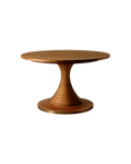 Mid-Century American Walnut Veneer Round Dining Table with Birch Plywood Base for Dining Room