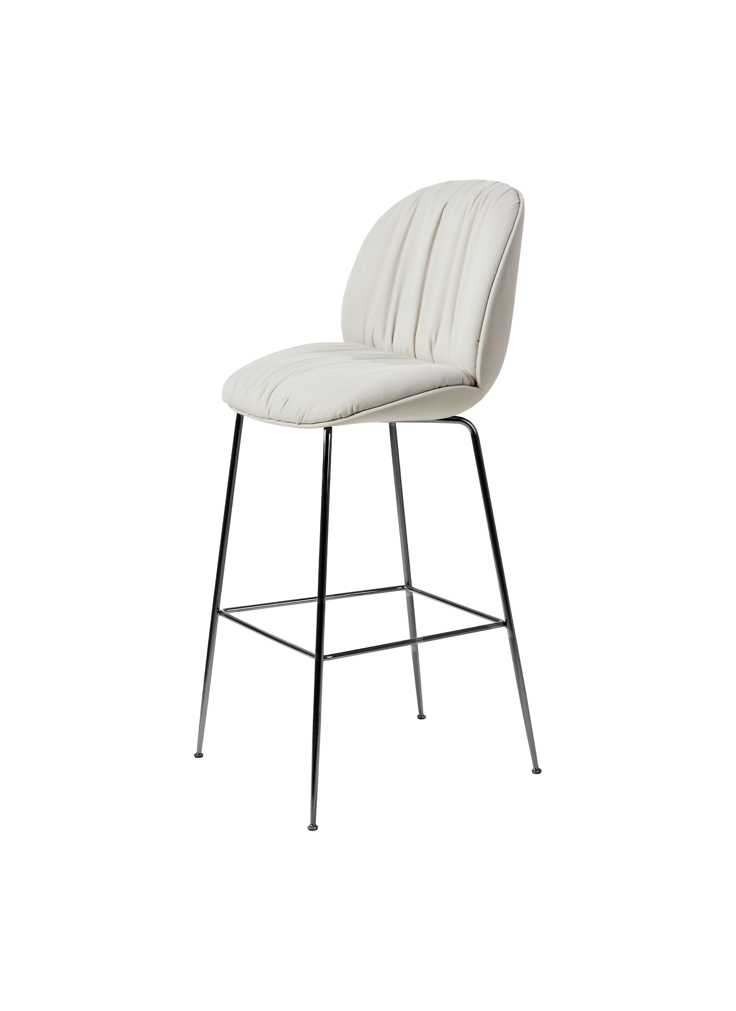 Modern Cream Fully Upholstered Soft Bar Chair with Padded Seat & Metal Legs for Bar or Kitchen