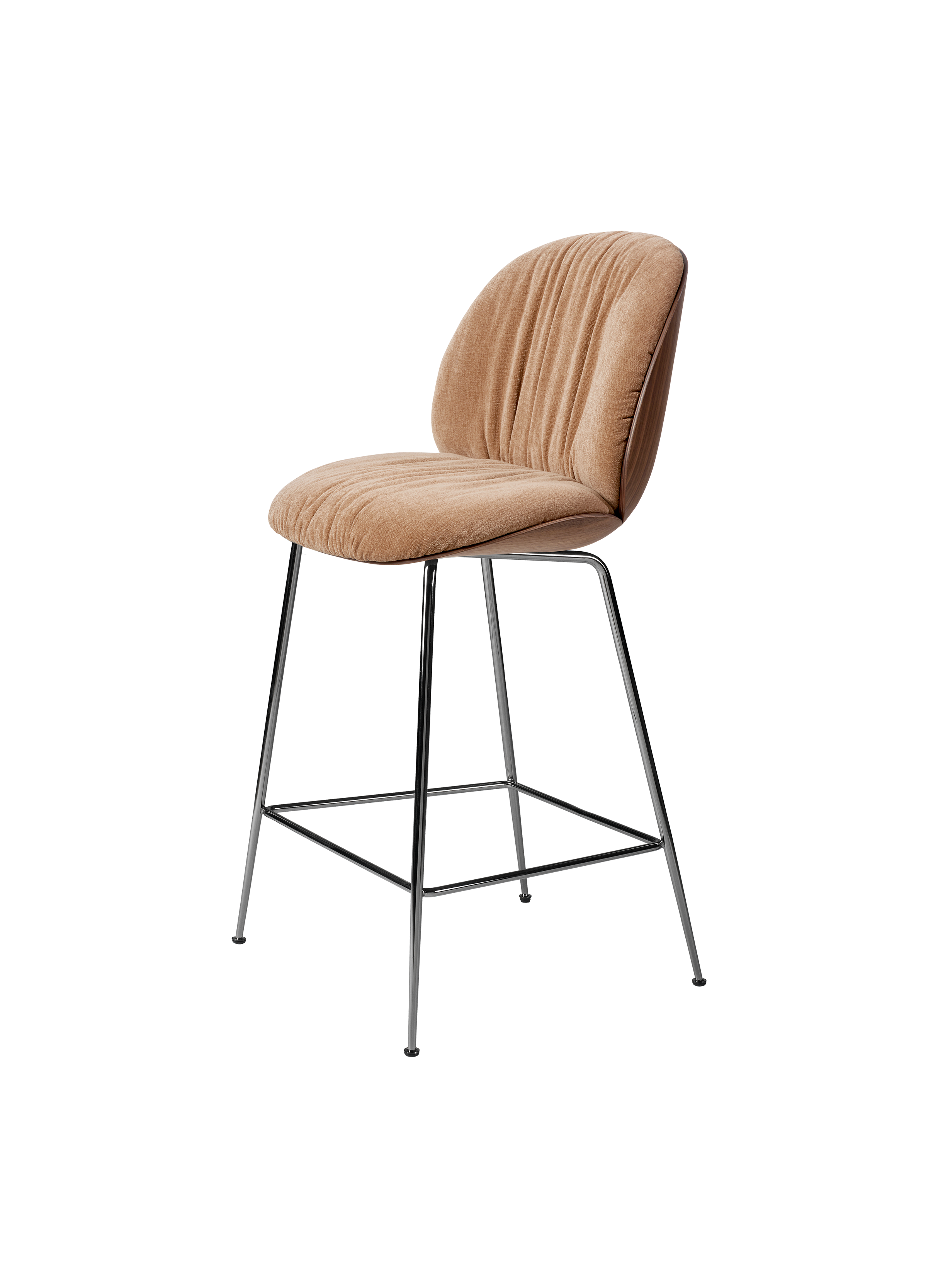 Modern Grey Front Upholstered Soft Counter Chair with Metal Legs for Kitchen or Bar