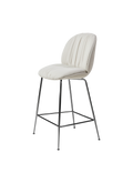 Modern Cream Fully Upholstered Soft Counter Chair with Padded Seat & Metal Legs for Kitchen