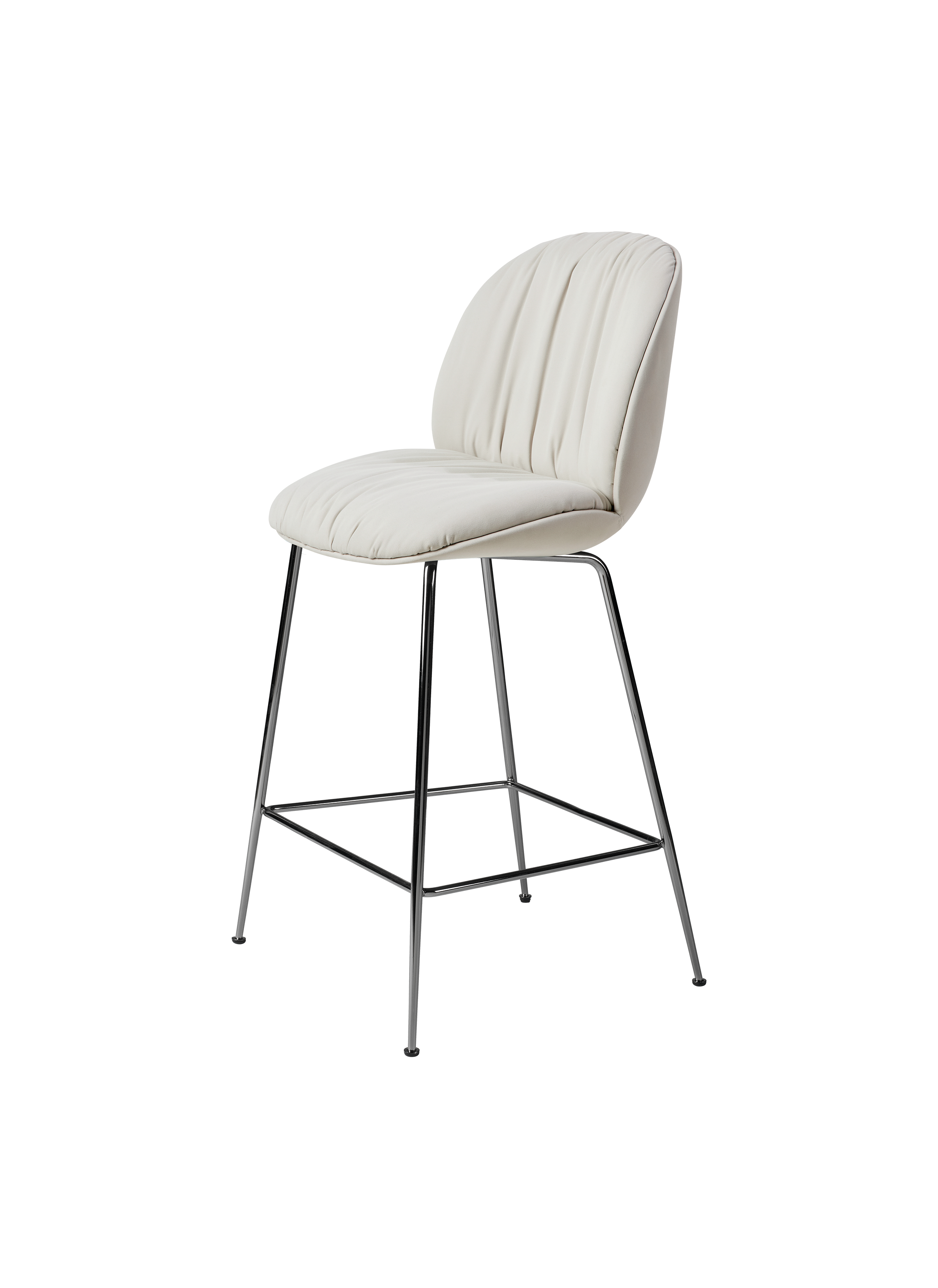 Modern Cream Fully Upholstered Soft Counter Chair with Padded Seat & Metal Legs for Kitchen