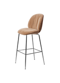 Modern Beige Front Upholstered Soft Bar Chair with Padded Seat & Slim Metal Legs for Bar