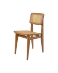 Modernist Natural Teak & French Cane Outdoor Dining Chair with Slender Frame for Terrace or Garden