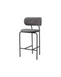 Modern Dark Fully Upholstered Counter Chair with Padded Seat & Metal Legs for Kitchen or Bar