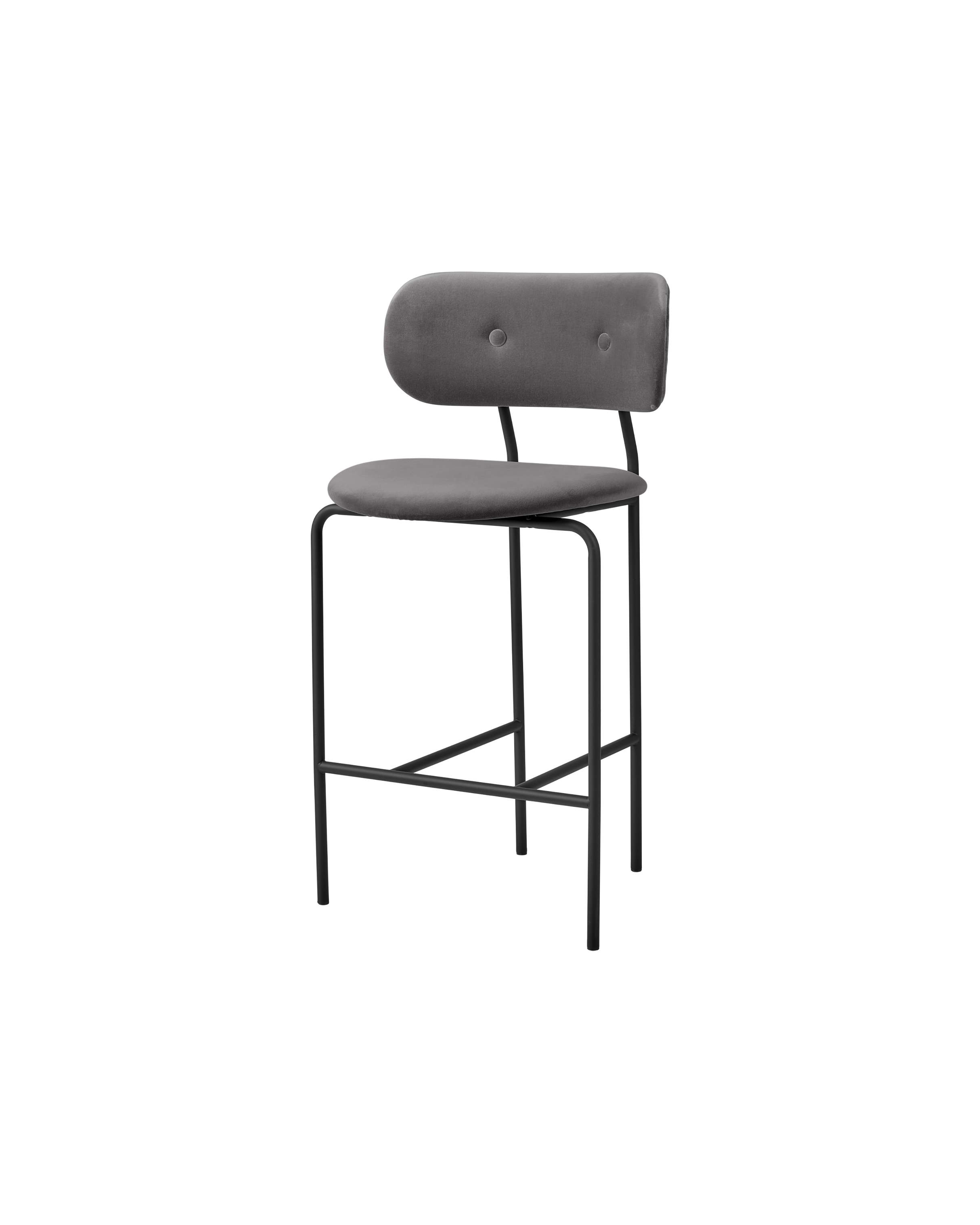 Modern Dark Fully Upholstered Counter Chair with Padded Seat & Metal Legs for Kitchen or Bar
